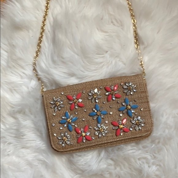Dolce & Gabbana Floral Embellished Raffia Clutch - Picture 2 of 4